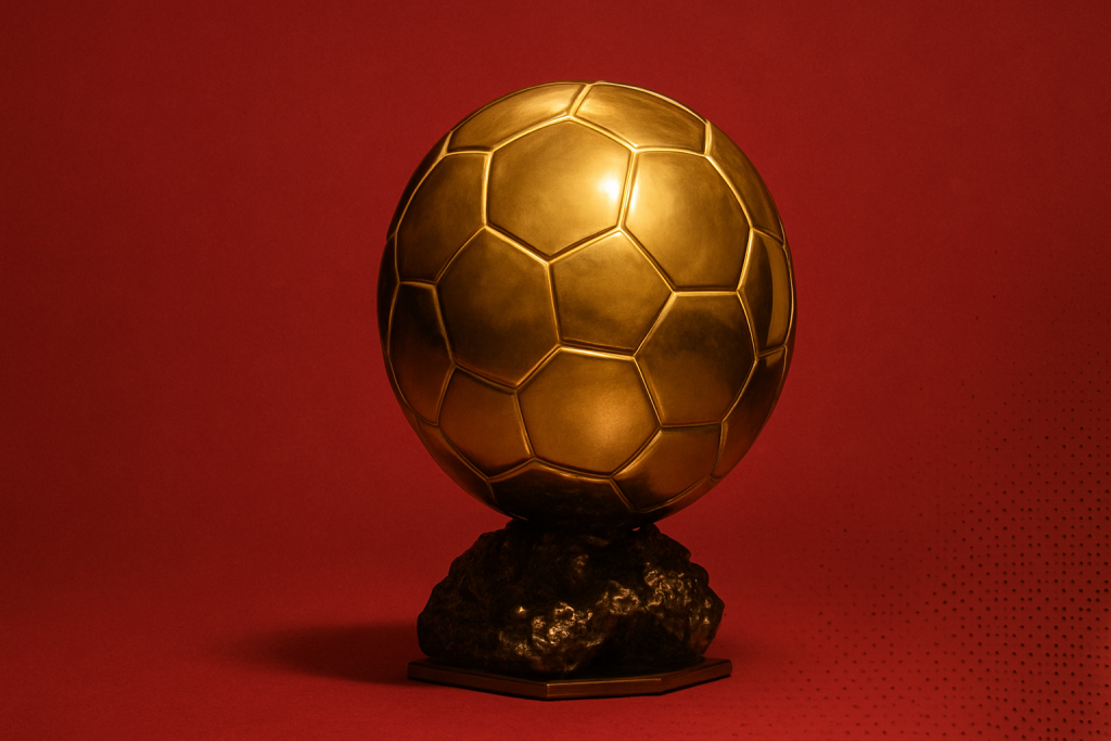 imagem representando o troféu da bola de ouro 2025