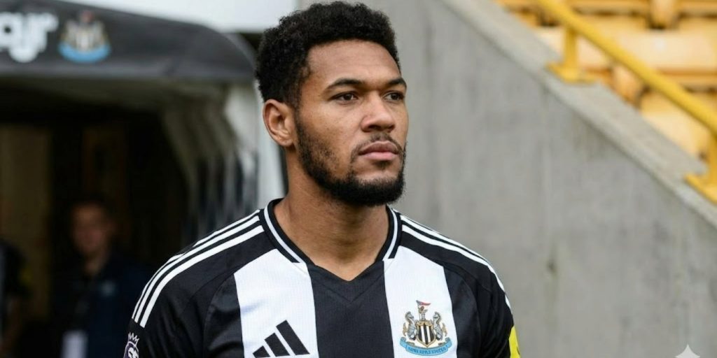 foto de joelinton, um dos jogadores do Newcastle, se preparando para uma partida