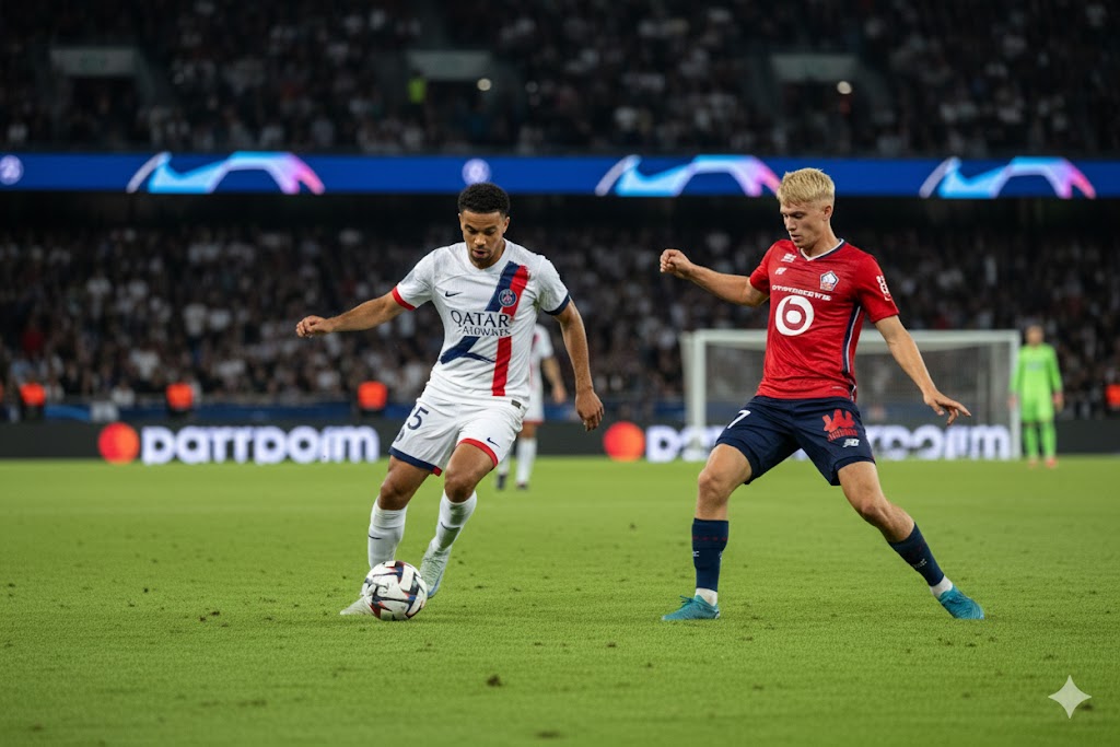 imagem de um dos confrontos para representar o palpite de PSG x Lille